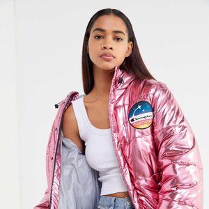 CHAMPION x NASA Limited Edition Metallic Pink Puffer Jacket NWT